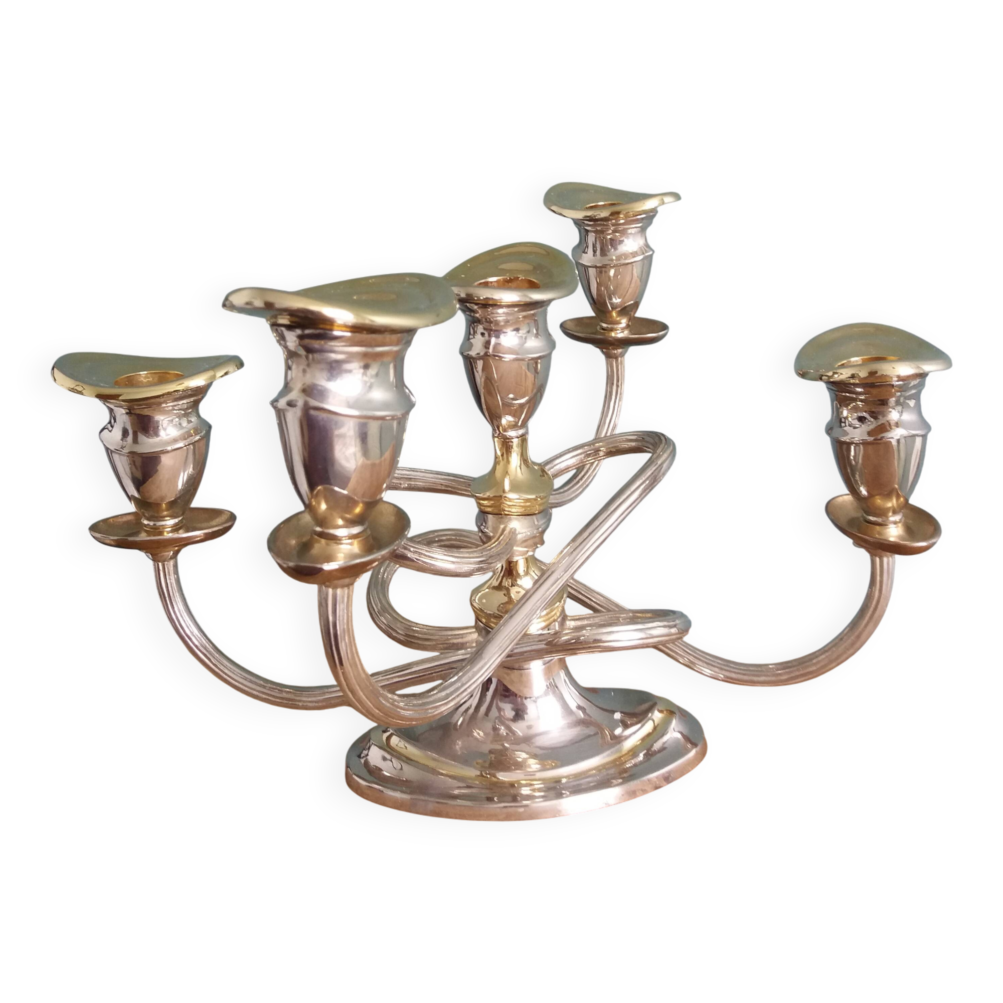 Medusa chandelier in silver and gold metal