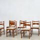 Set of six sculptural beech wood Italian dining chairs
