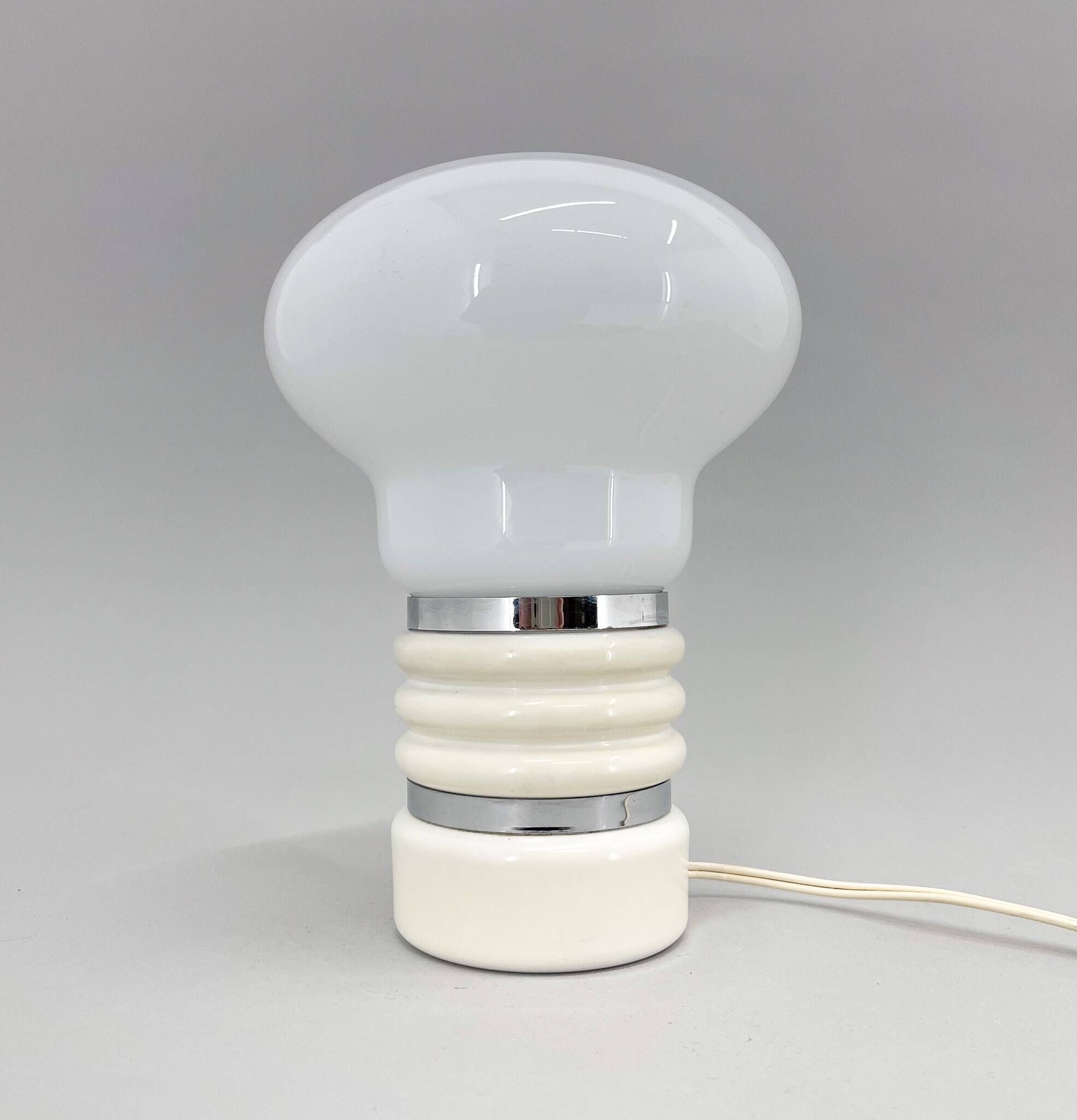 Mid-century Metal & Milk Glass Table Lamp, Italy