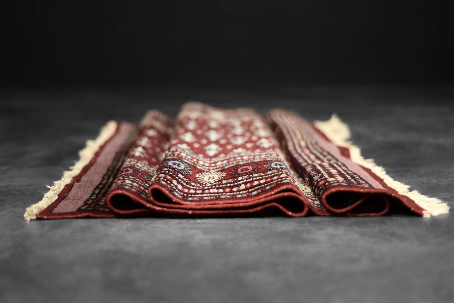 Handwoven red Boukhara oriental rug, 1960s