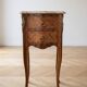 Louis XV style bedside table in marquetry wood and marble