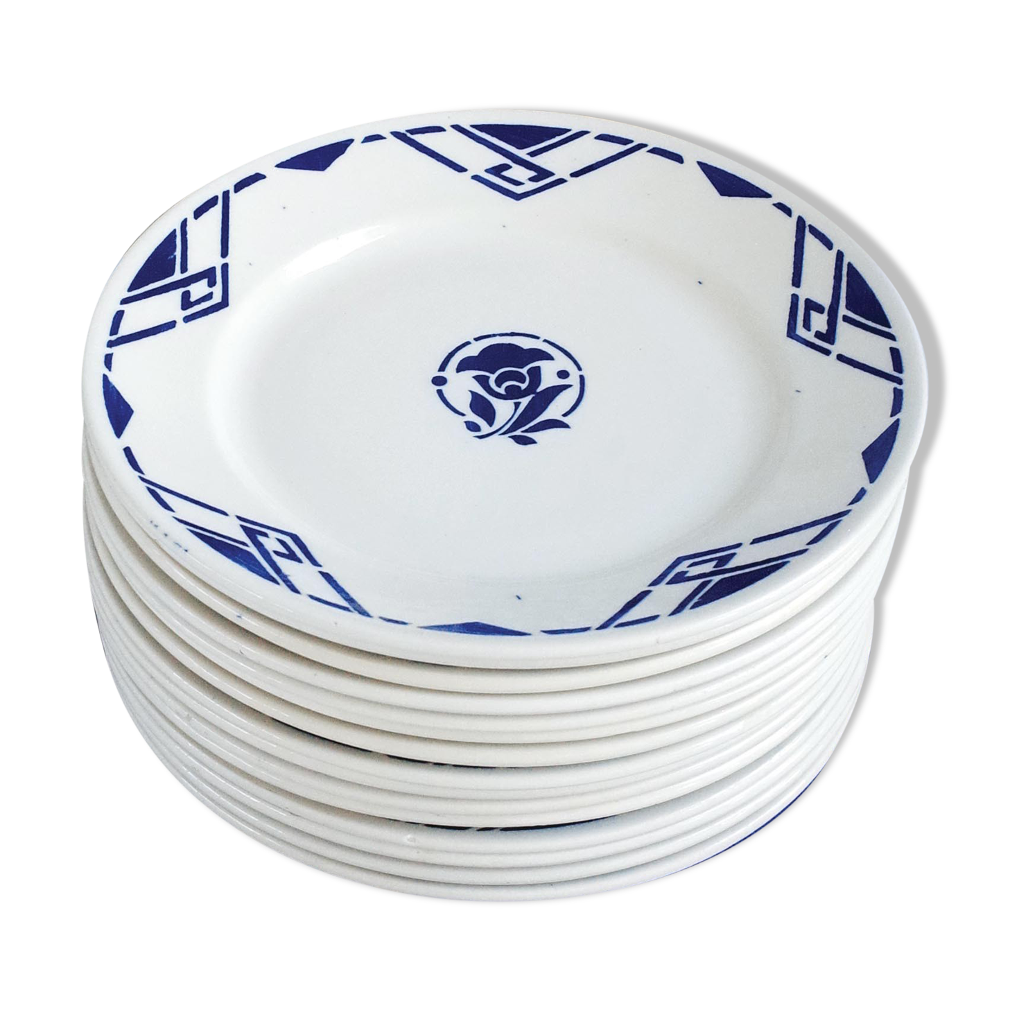 Set of 15 plates 21cm luneville model bastia