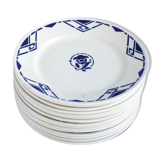 Set of 15 plates 21cm luneville model bastia