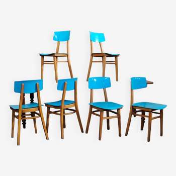 Lot de 6 chaises bleues TON (Thonet)