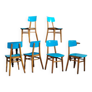 Lot de 6 chaises bleues