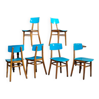 Set of 6 blue chairs TON (Thonet)