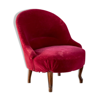 Antique velvet toad armchair in vintage velvet