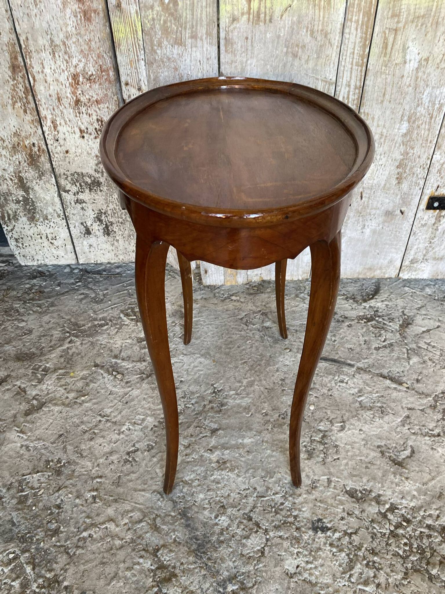 Antique Oval Cocktail Table Guéridon LOUIS XV Wooden Curved Legs Vintage