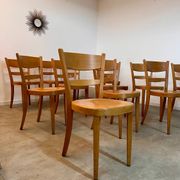 Lot 12 wooden bistro chairs by Horgen Glarus 70s vintage