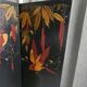 Art Deco lacquer screen with polychrome decoration of fishing martins circa 1930
