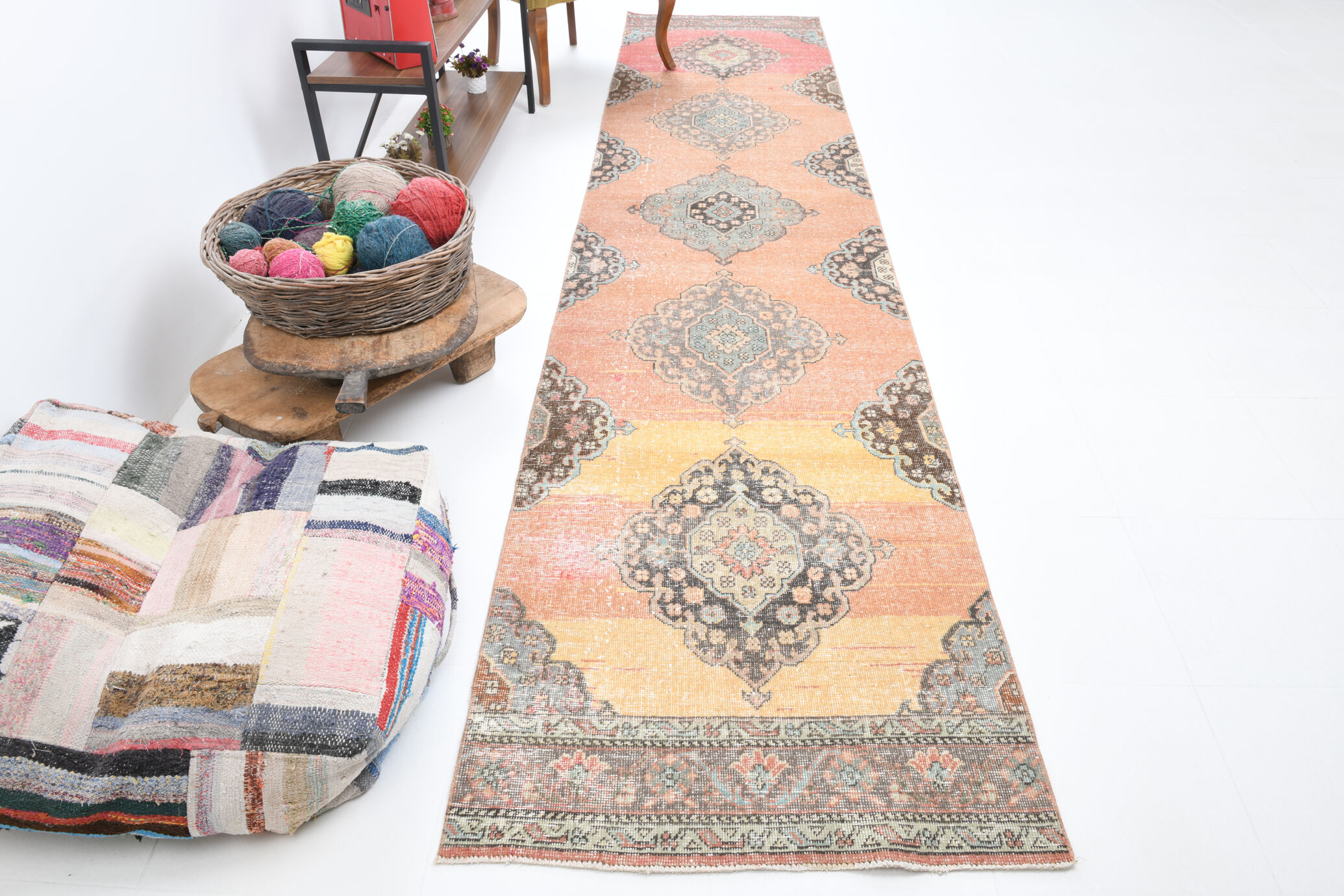 408x91cm vintage capet runner rug
