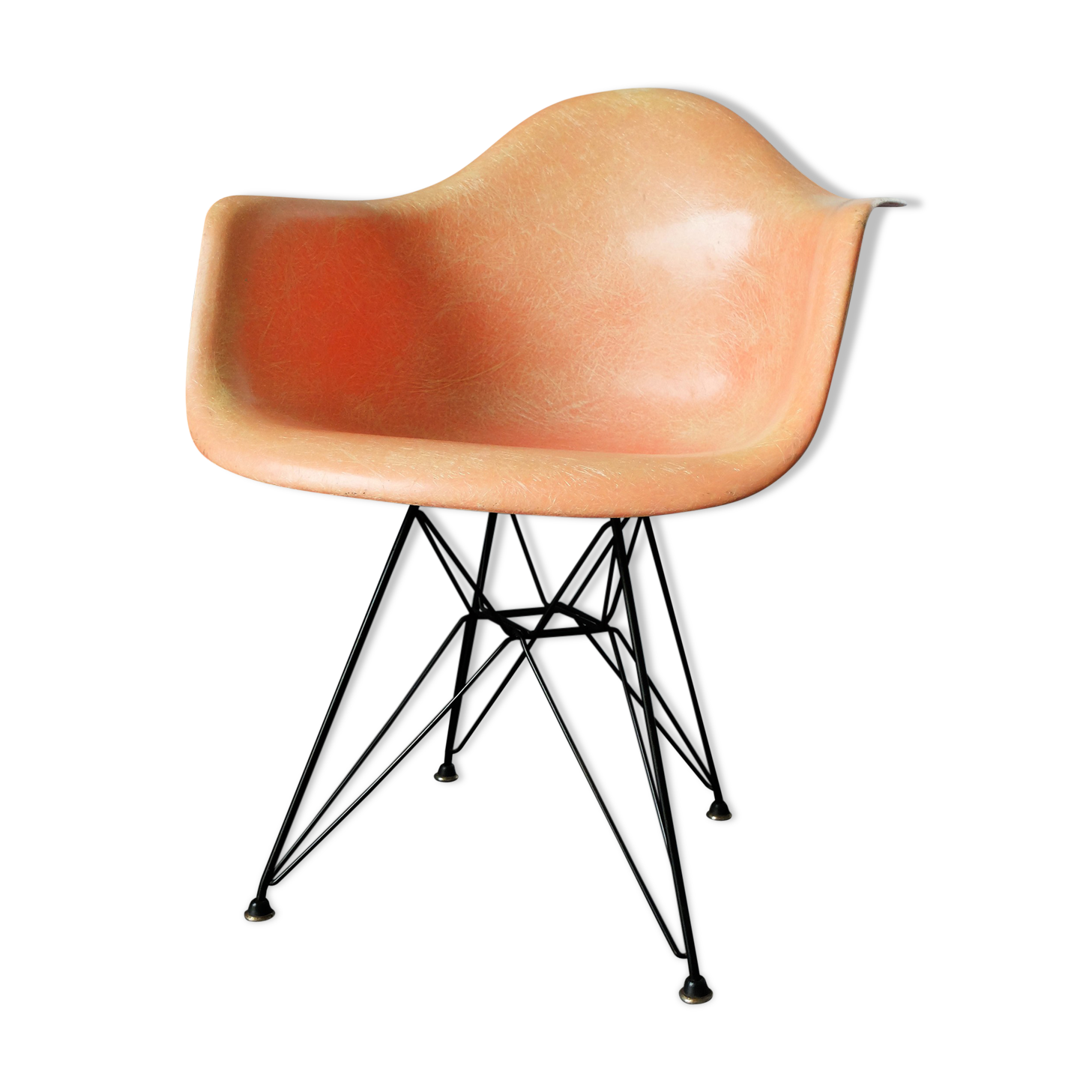 Fauteuil DAR par Charles & Ray Eames pour Zenith Plastics, red ou salmon, 1950