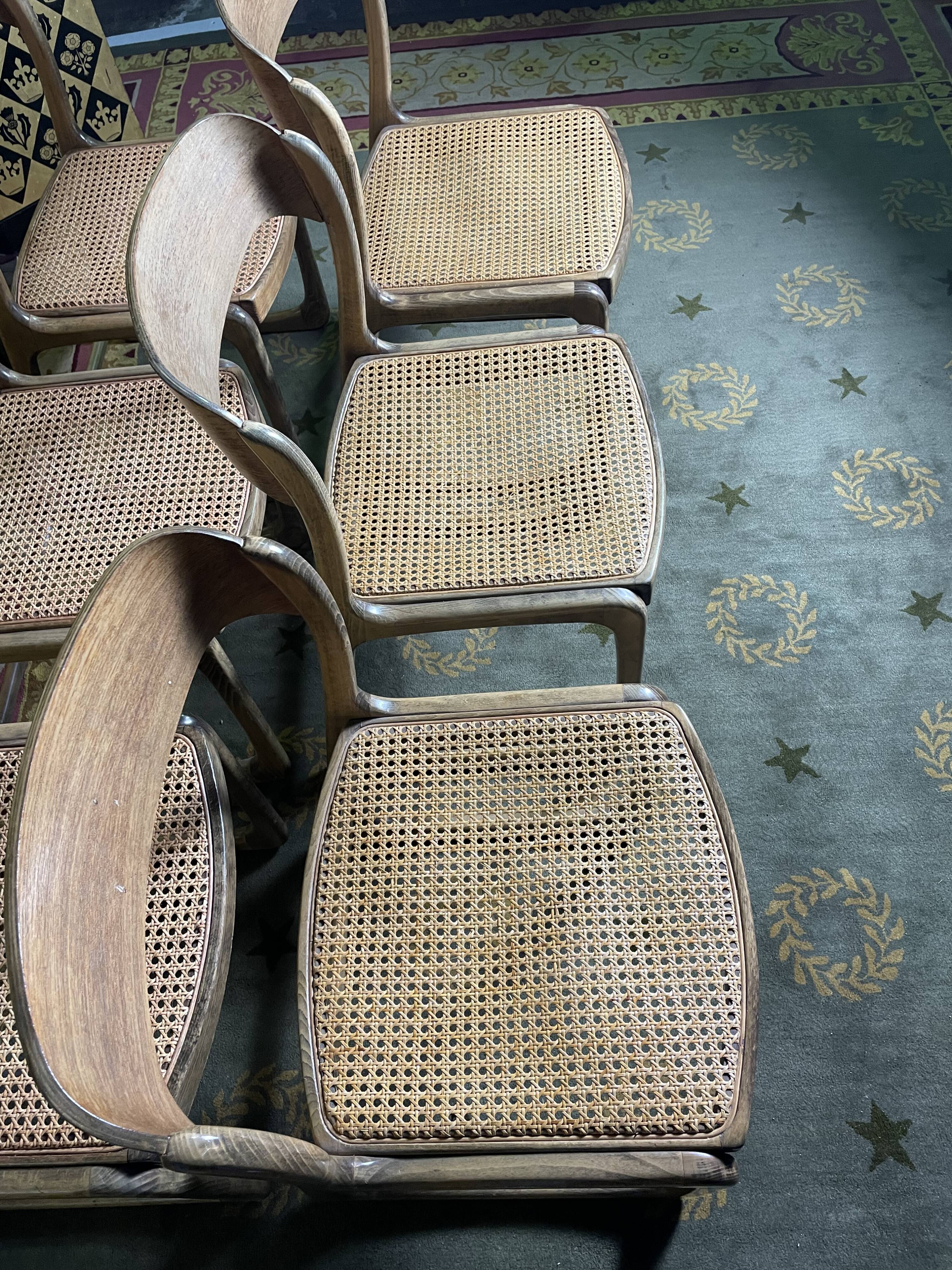 Suite of 6 chairs Baumann sled cannage