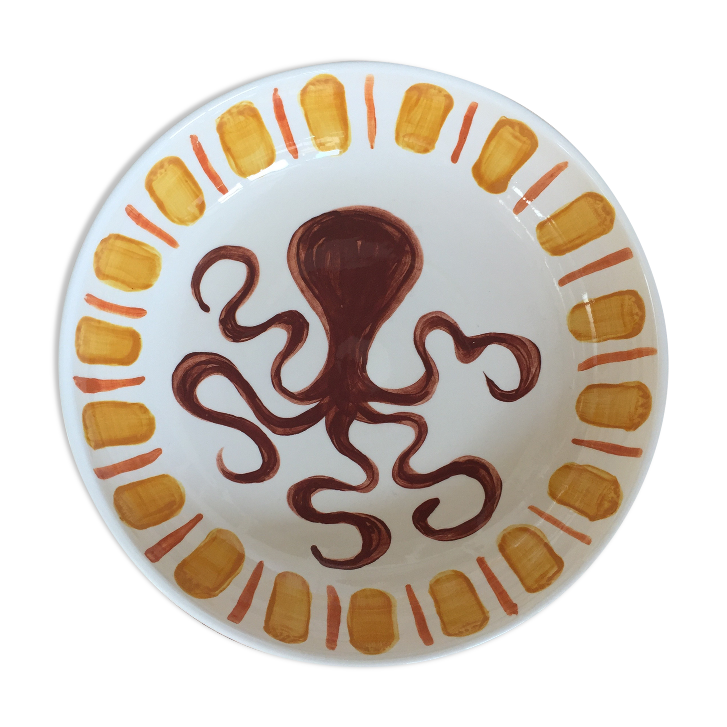 Hand-painted glazed ceramic salad bowl