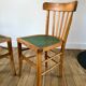 Pair of bistro chairs in light curved wood and green seat 1950s