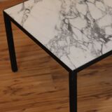 Rectangular coffee table in black lacquered metal and Arabescato marble