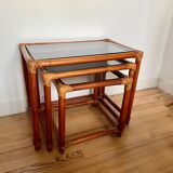 Bamboo and rattan nesting tables