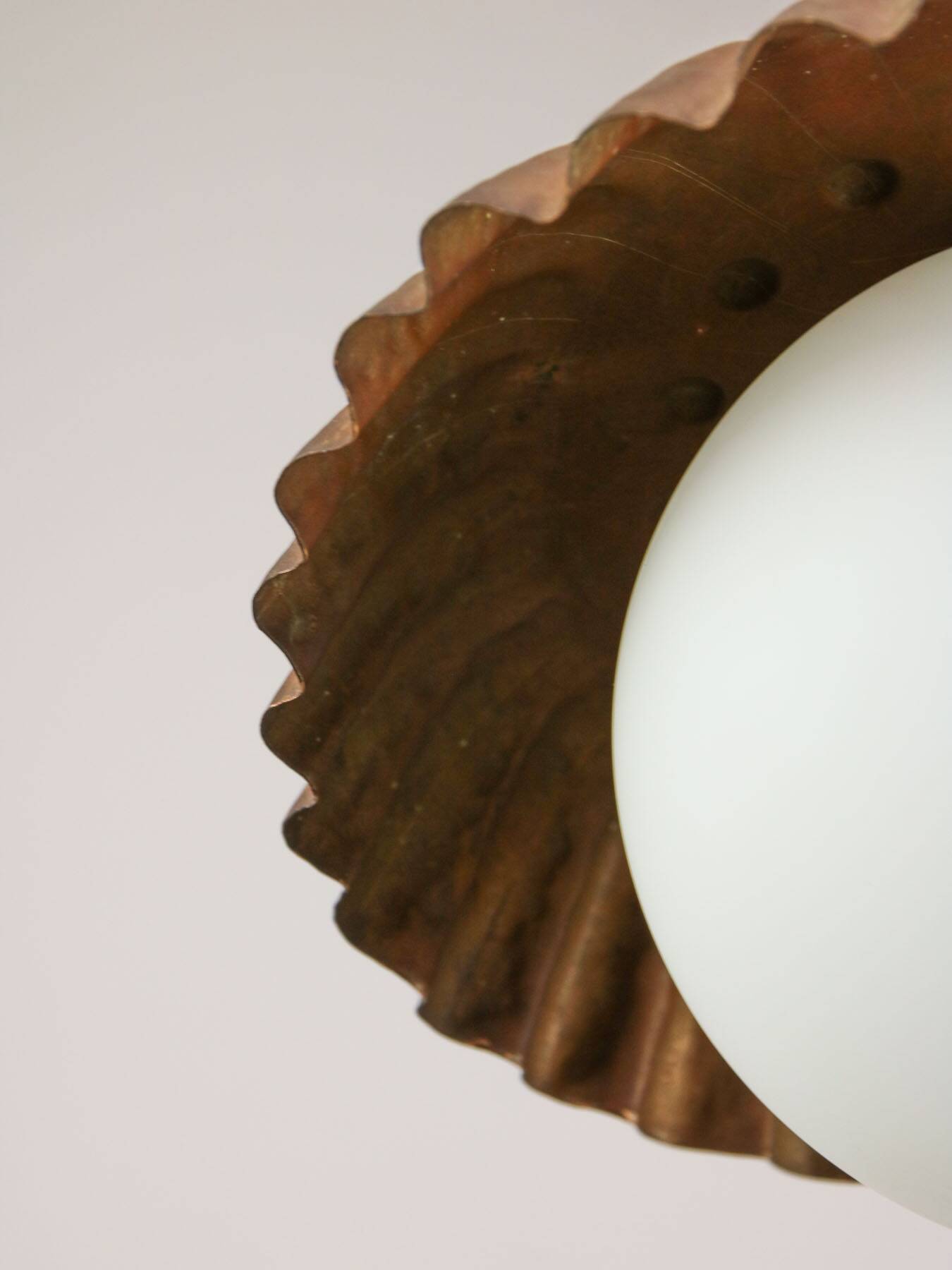 Mid-Century Italian Copper and Opaline Pendant Lamp