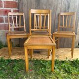 Set of 4 Antique Bistrot Chairs in Baumann Style Wood from the 60s
