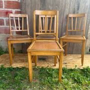 Set of 4 Antique Bistrot Chairs in Baumann Style Wood from the 60s