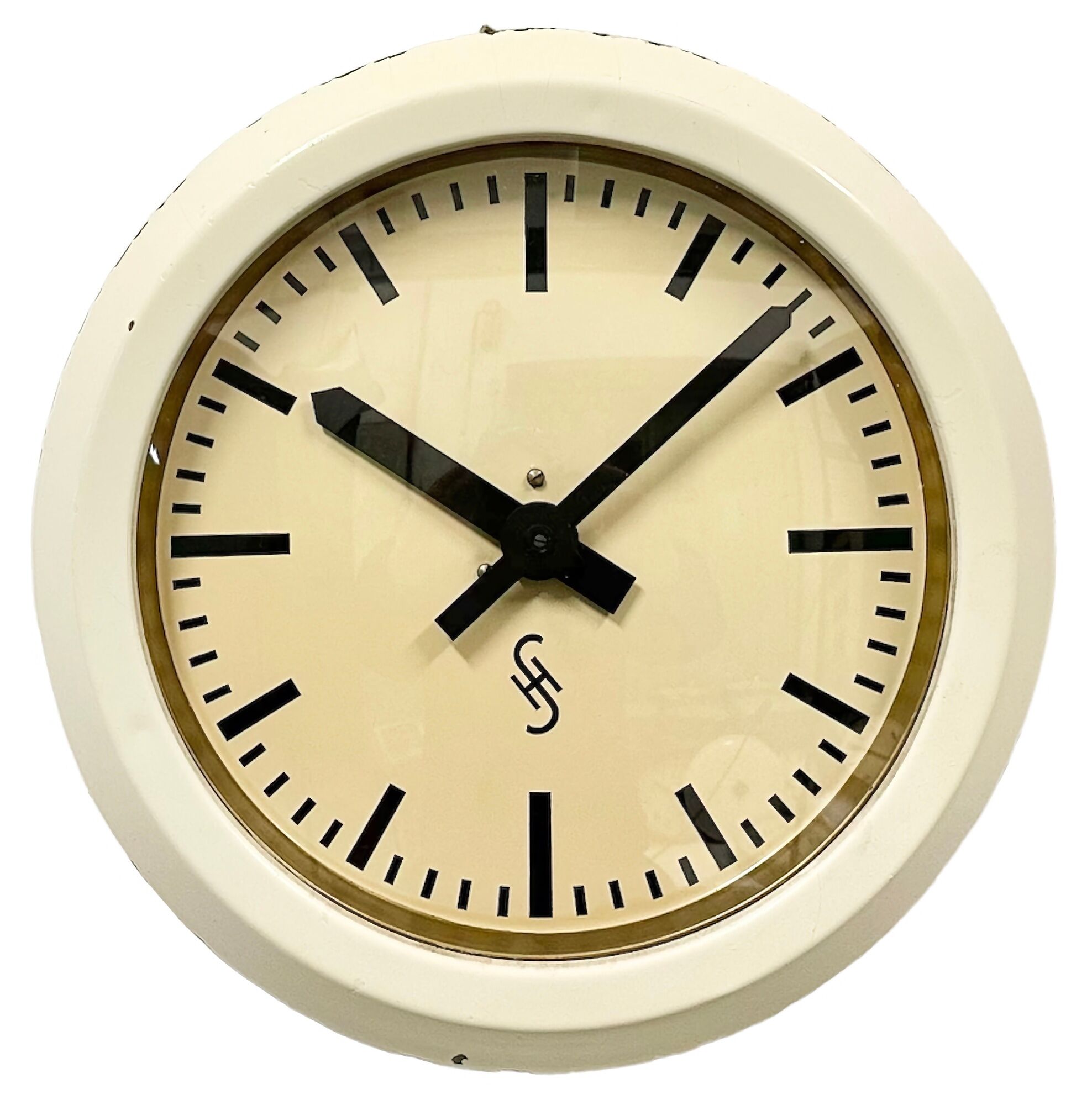 Beige industrial factory wall clock from Siemens, 1950s