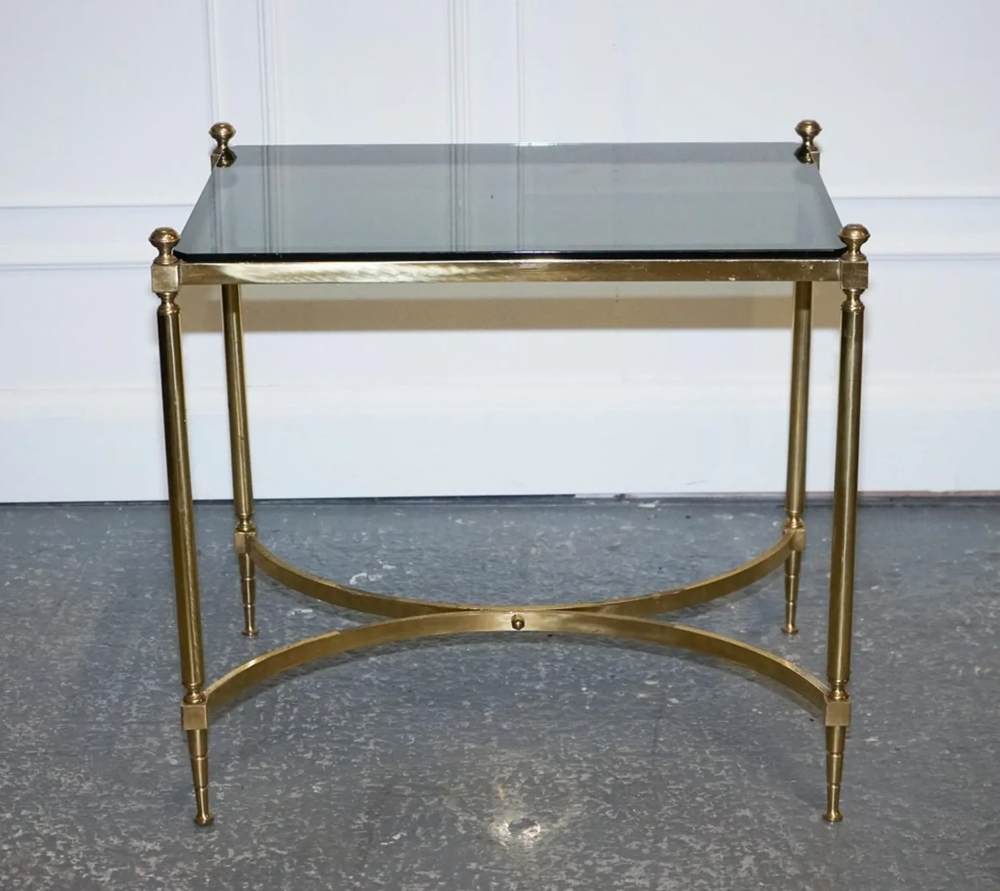 Hollywood Regency Coffee Table in Brass and Smoked Glass, France, 1960s