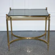 Hollywood Regency Coffee Table in Brass and Smoked Glass, France, 1960s