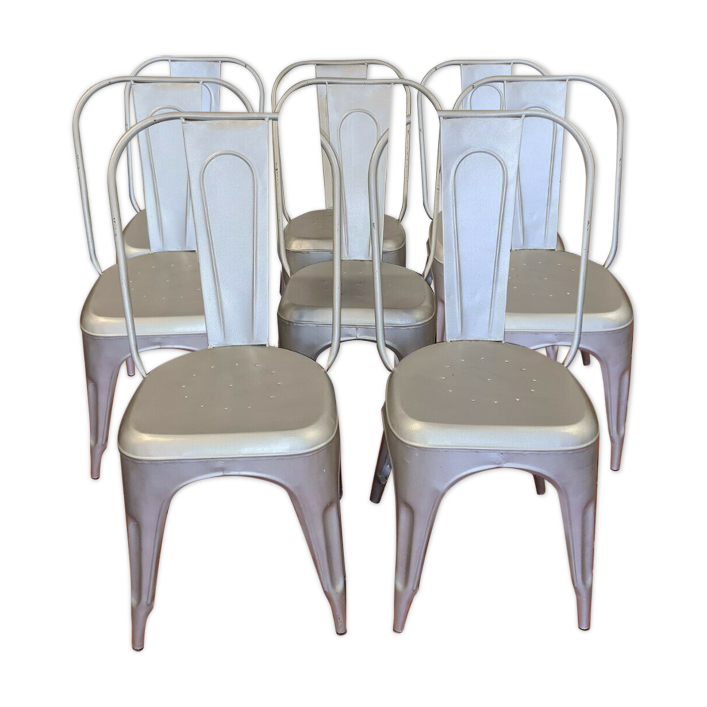 8 industrial iron chairs