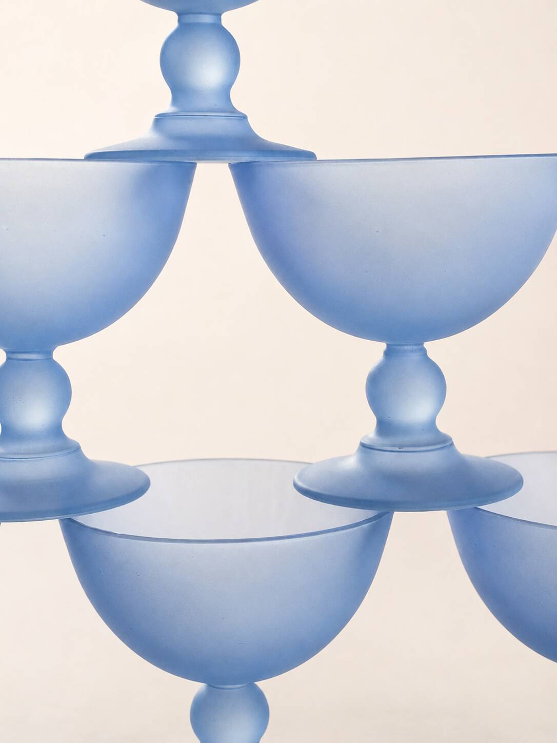 Set de 6 coupes à glace en verre bleu givré