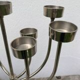 Silver metal candlestick with 8 stainless steel branches