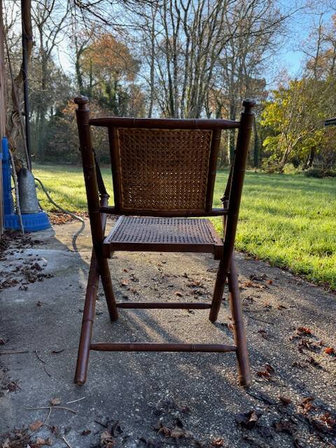 Teak and cane folding chair from the 1900s