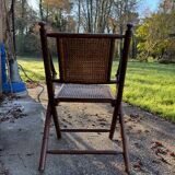 Teak and cane folding chair from the 1900s