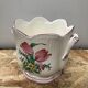 Old Cache Pot K&G LUNEVILLE Ceramic White Decoration Vintage Flowers