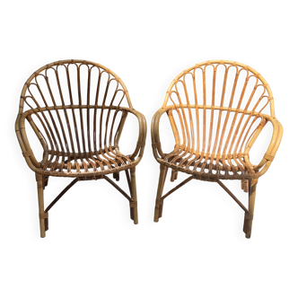 Paire de fauteuils en rotin