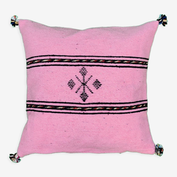 Coussin berbère rose liséré