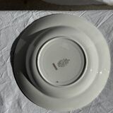 Set of 8 antique turquoise deep plates with a gold rim D22.5