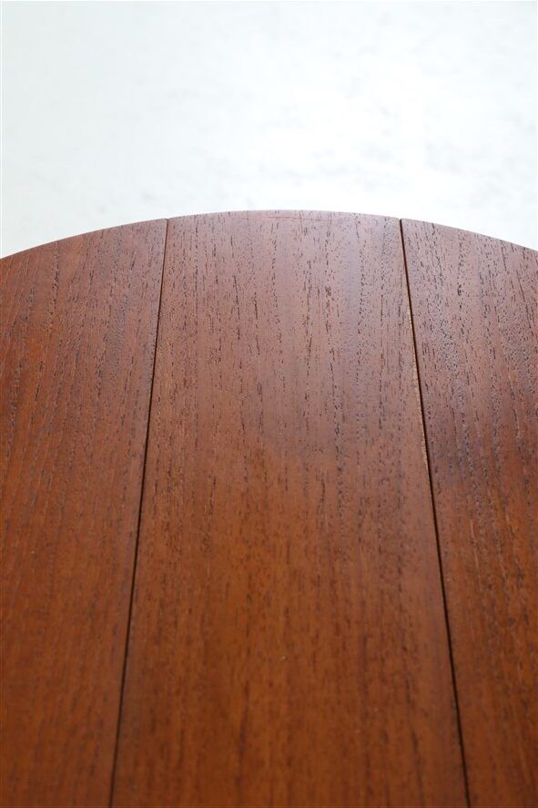 Set of 2 round mid-century teak side tables by Carlo Jensen for Poul Hundevad, 1960s, Danish modern design, foldable