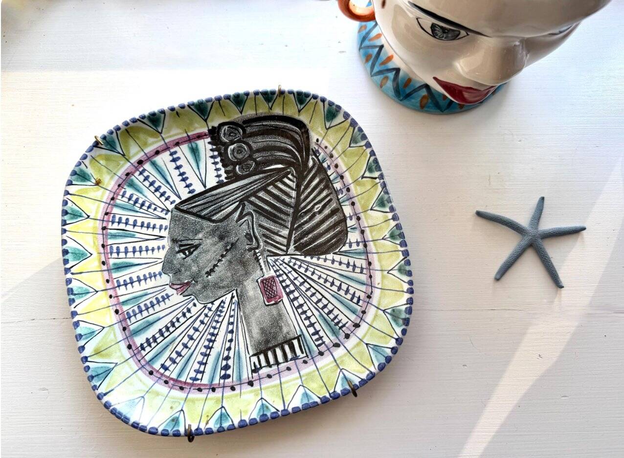 Face illustration ceramic bowl by Jane Wåhlstedt, Sweden, 1960s