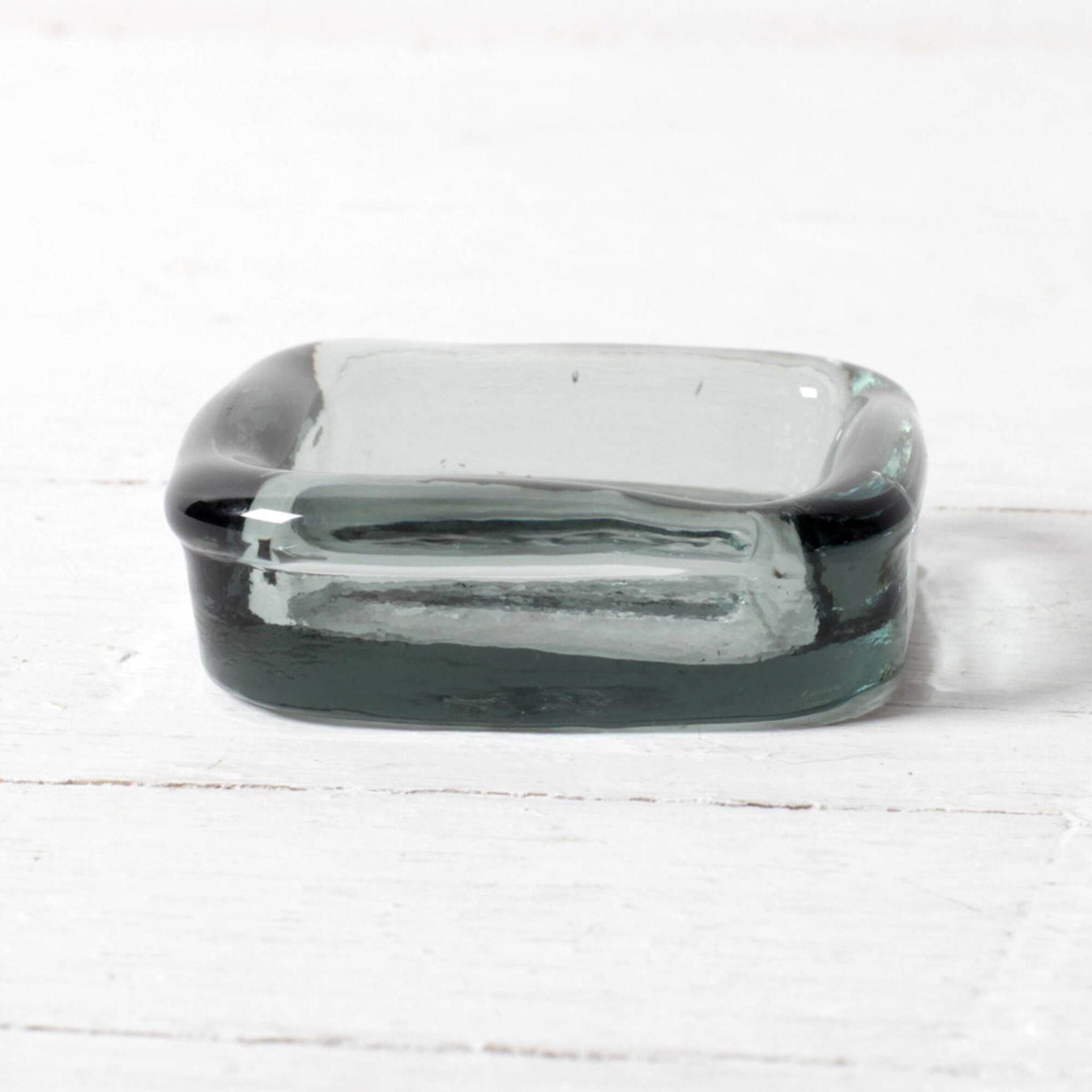 Pressed Glass Small Grey Trinket Plate / Viking Ship by Richard Duborgh