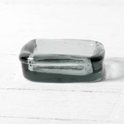 Pressed Glass Small Grey Trinket Plate / Viking Ship by Richard Duborgh