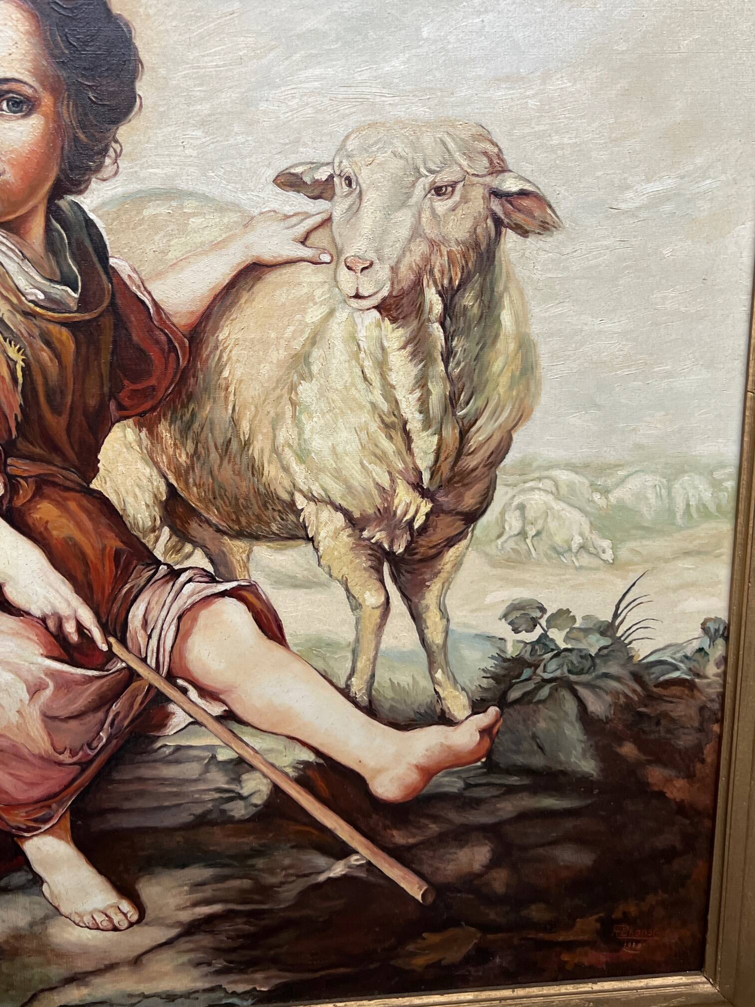 Painting "The Good Shepherd". Oil on canvas.