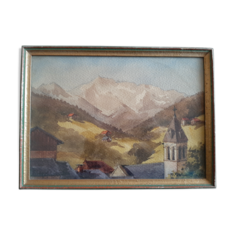 Pair of watercolours seen from the Alps