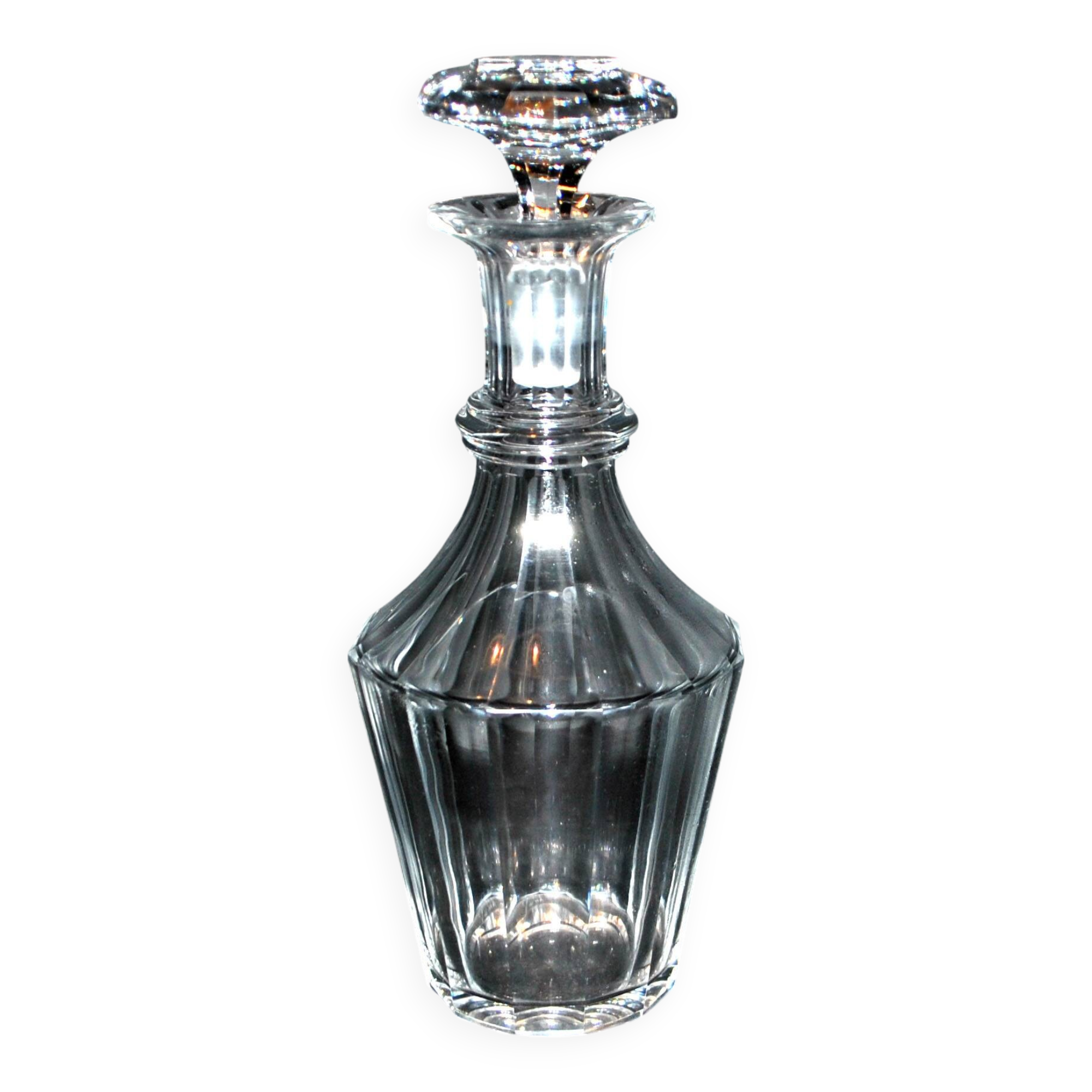 BACCARAT Antique liqueur carafe in cut crystal with flat ribs 1840