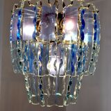 Zero Quattro chandelier, murano blue cut glass, Italy, 1970