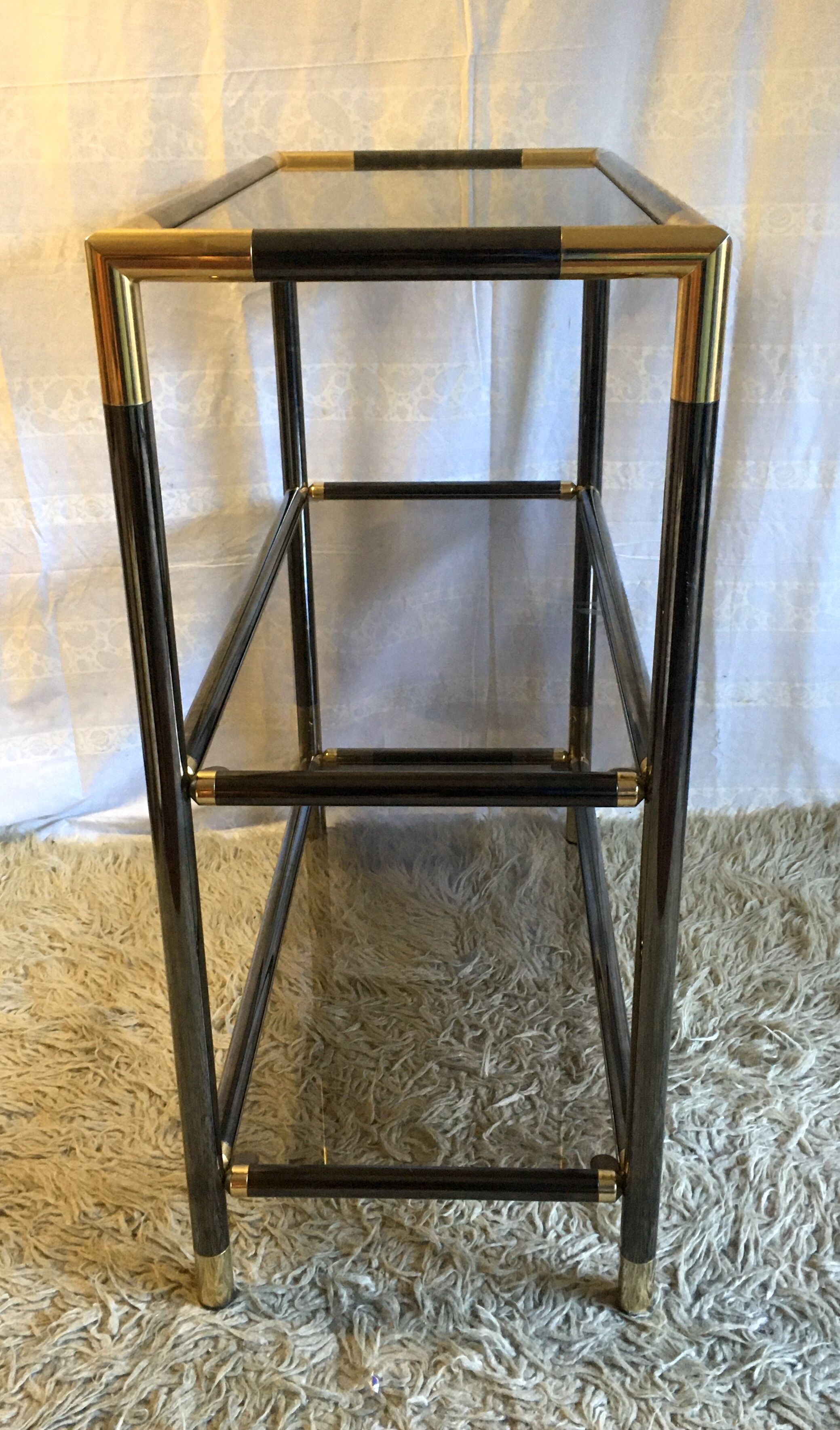 Smoked glass brass library - 70s