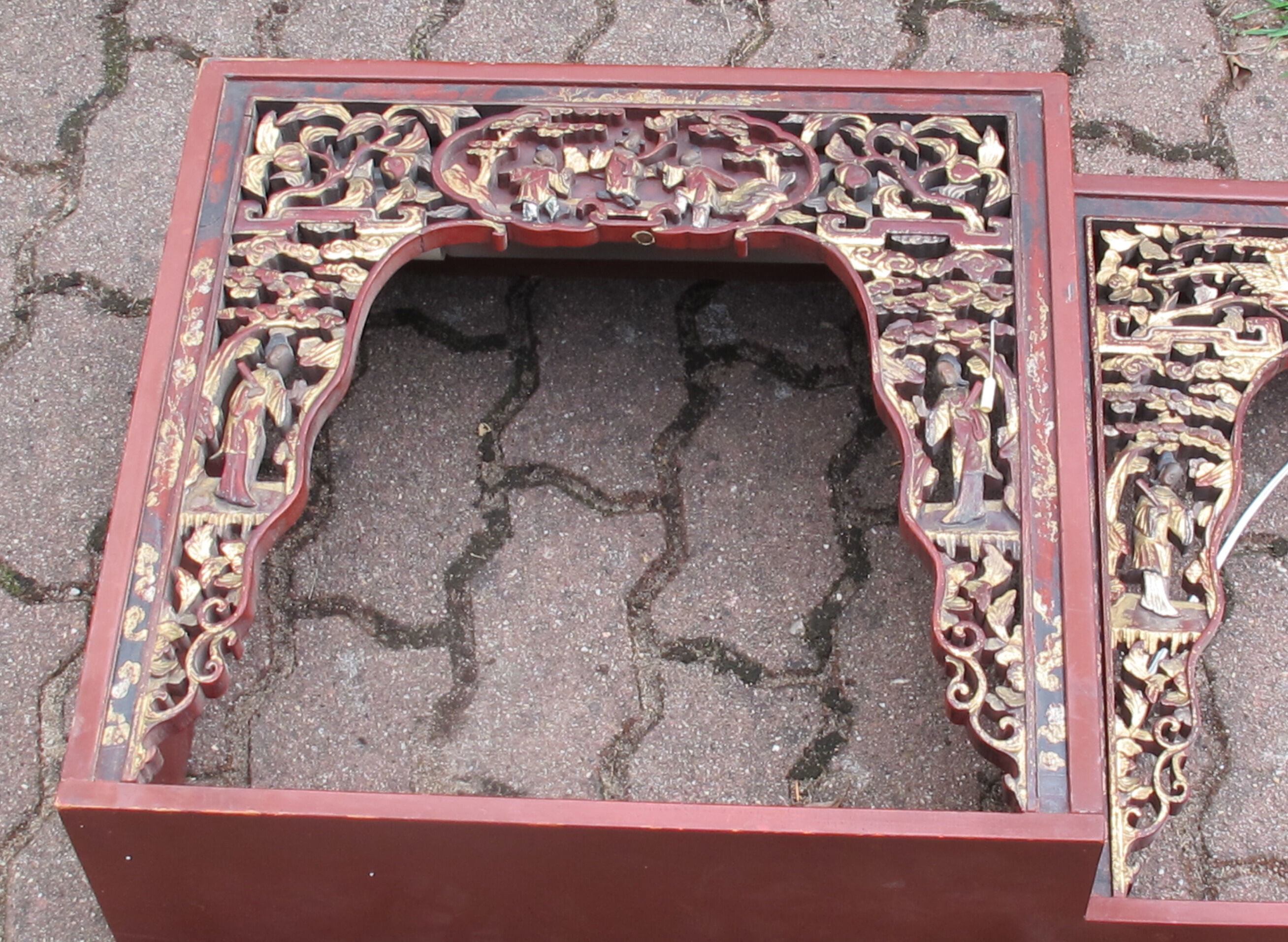 Chinese carved wooden headboard