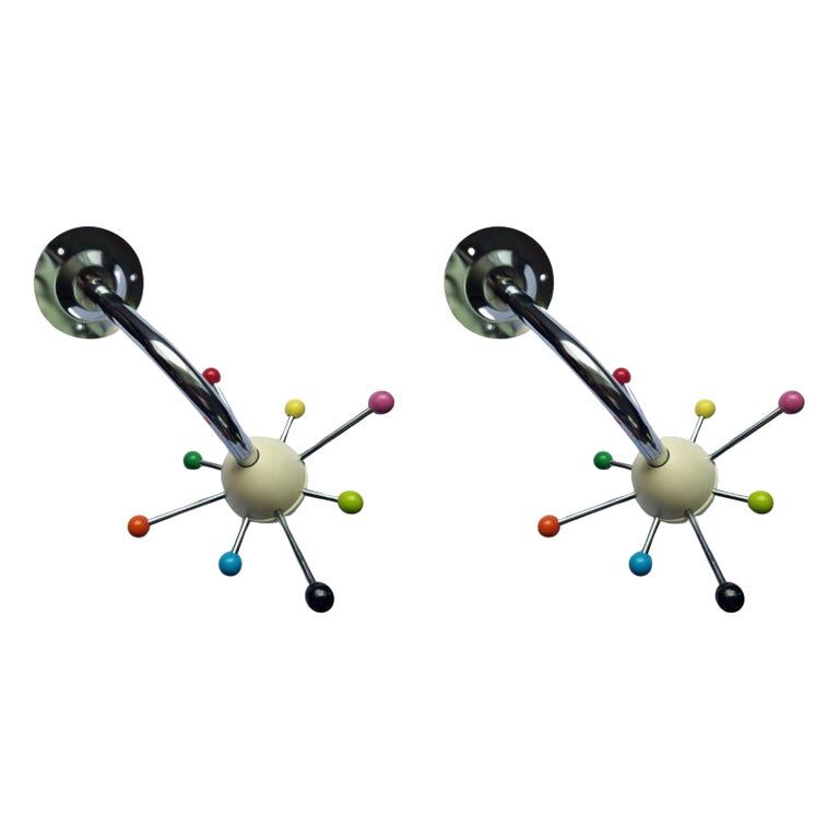 Pair of Midcentury Wall Coat Racks Sputnik, Tecno, Italy, 1970s