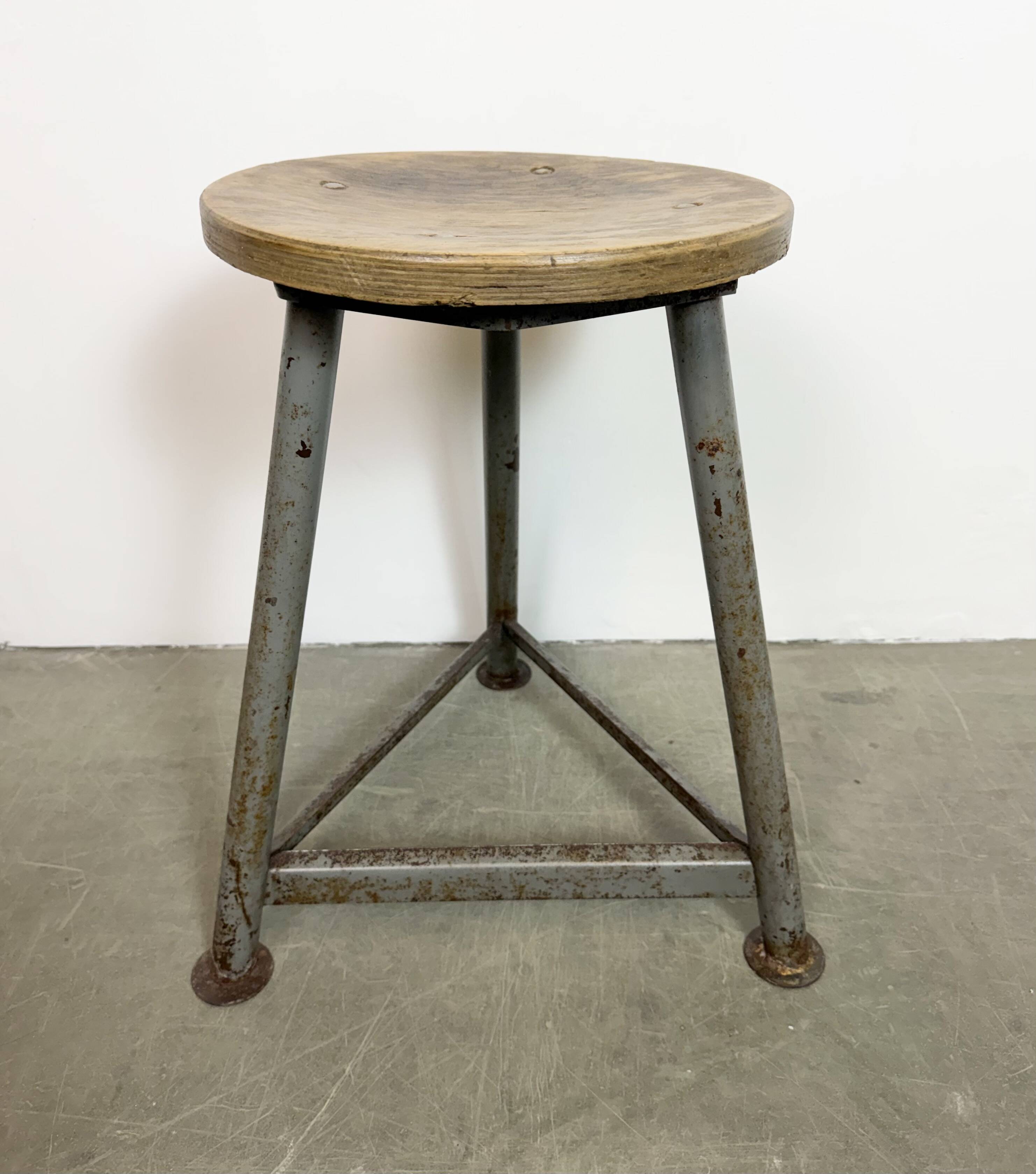 Grey Industrial Workshop Stool, 1960s