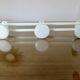 White lacquered metal wall coat rack, 3 hooks, 70s-80s