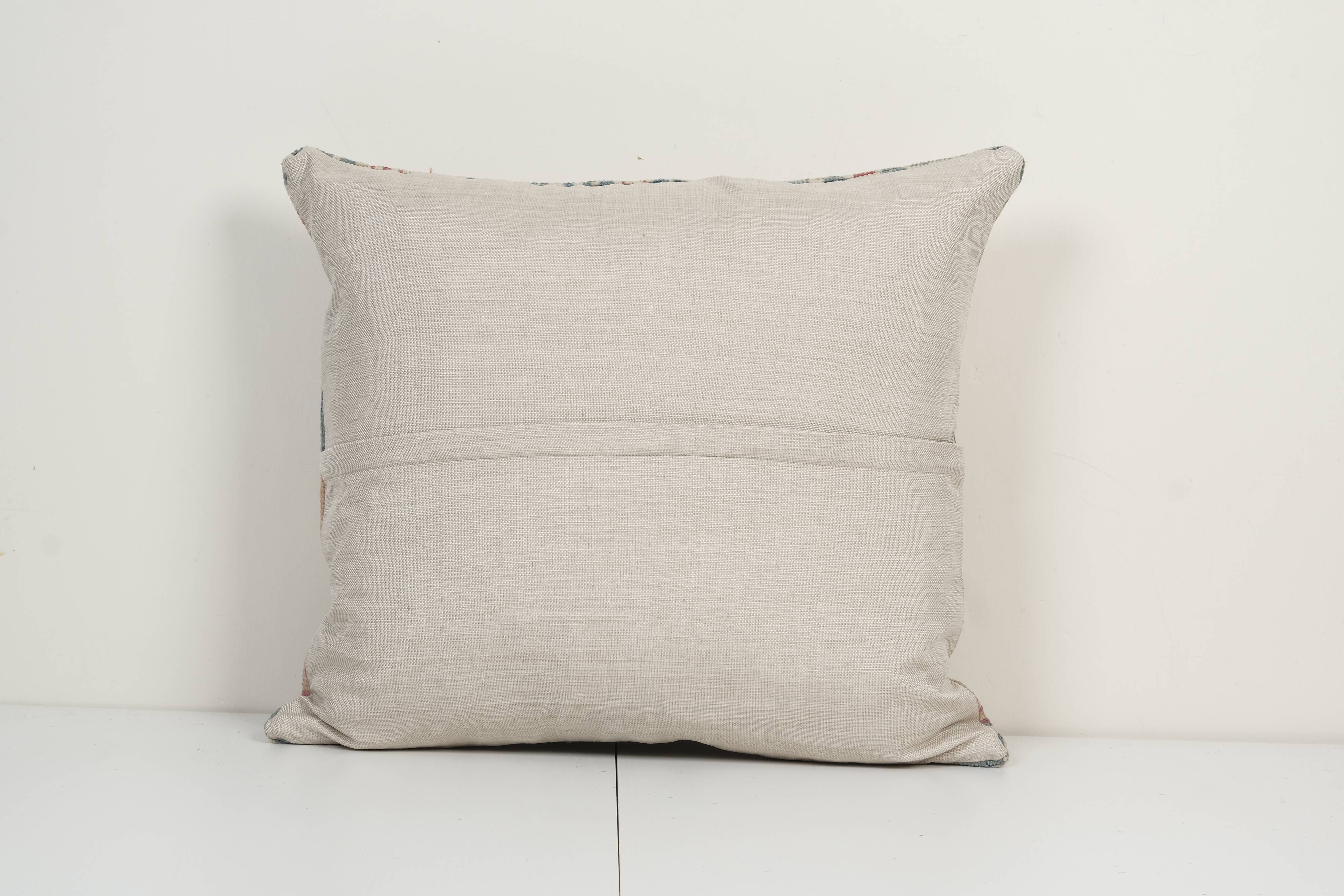 22" x 24" Vintage Oushak Pillow Cover with Soft Muted Colors, Organic Wool Tribal Ethnic Cushion